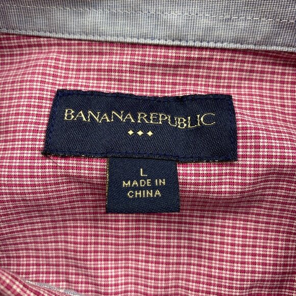 Banana Republic Shirt Mens Large Red Dress Plaid Button Up Preppy Causal Hipster - Picture 3 of 11